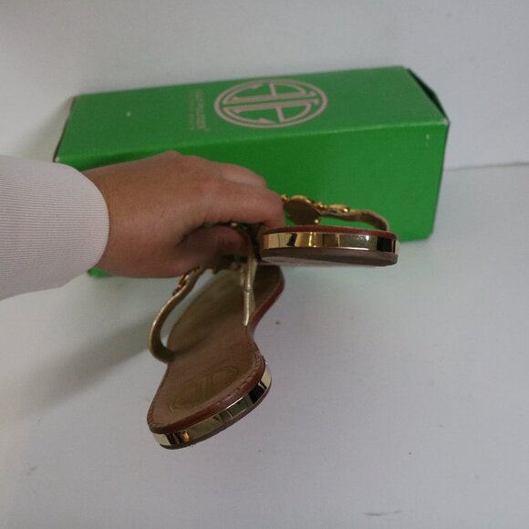 Lilly Pulitzer Via Palm Beach Jewel Thong Sandal Womens 7 Slip On Brown Beach - Picture 4 of 6